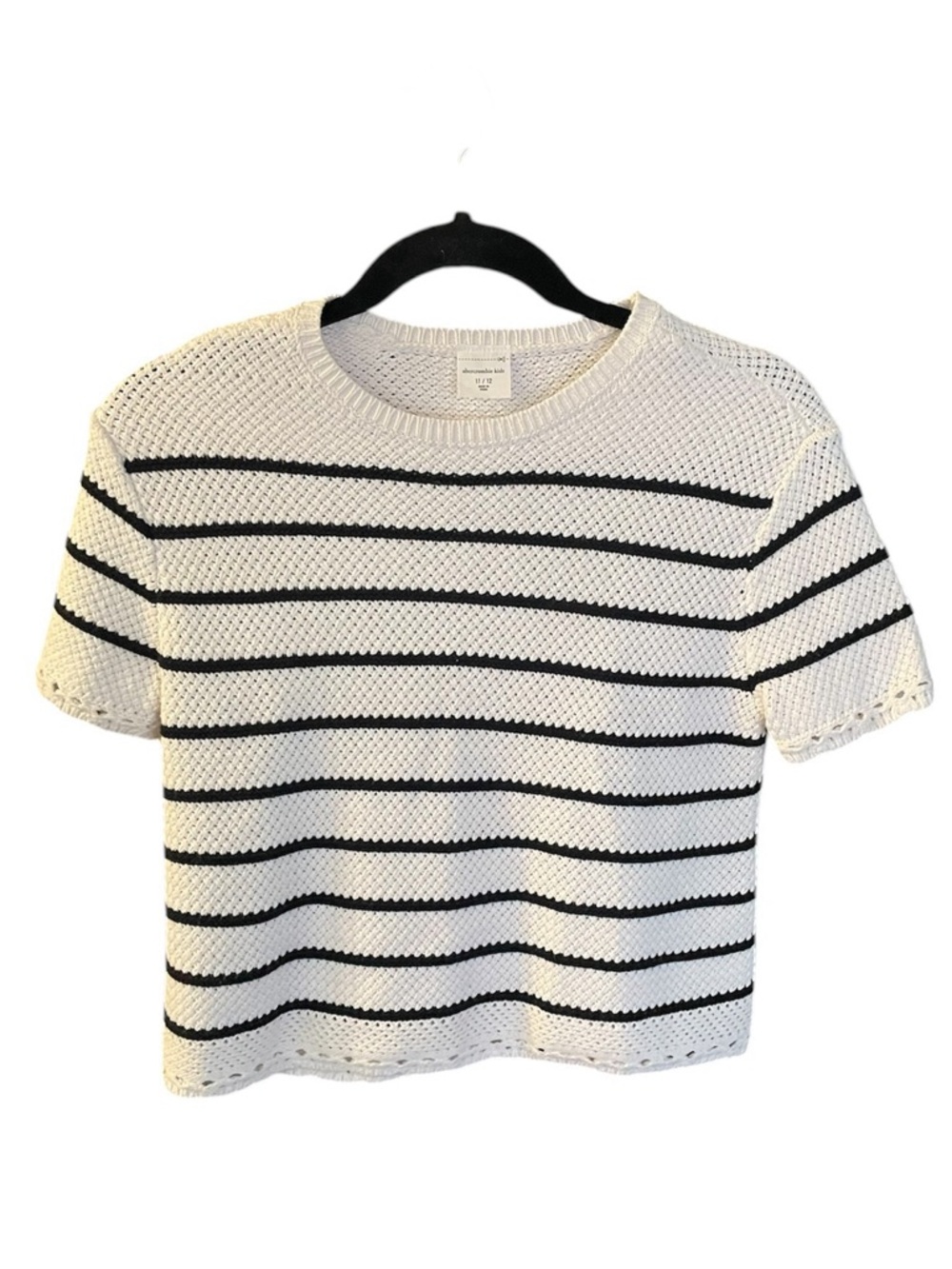 Abercrombie Kids Short Sleeve Sweater White/Black Striped Girls Size 11/12